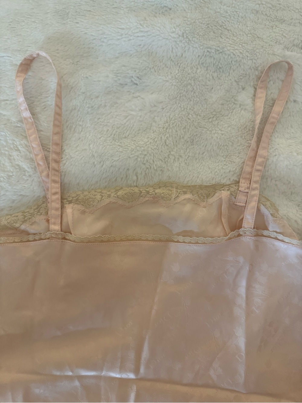 VERY RARE Dior Satin Lace tank in Light Pink with Cream Lace logo embellished - Picture 8 of 9